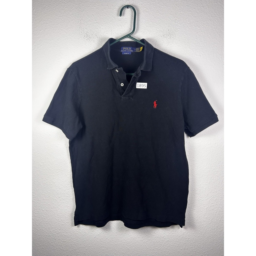 Polo Ralph Lauren Polo Shirt Men Medium Black Pony Red Short Sleeve